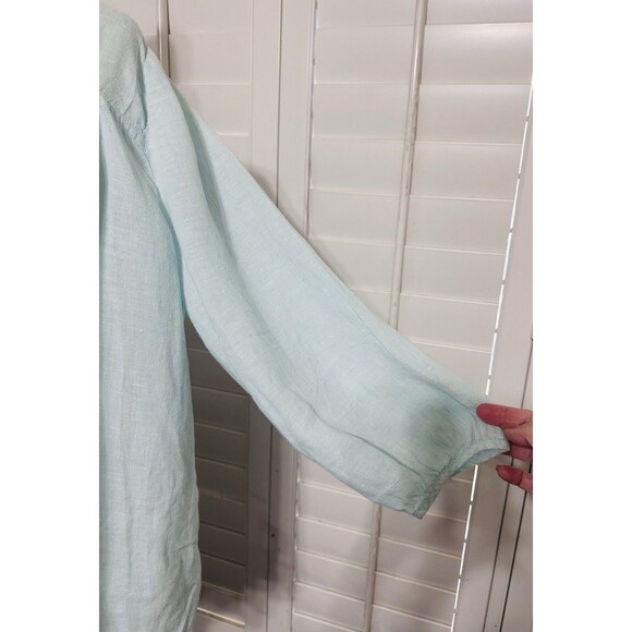 Talbots Women PXL Linen Button Up Blouse Beach Lagenlook Minimalist - Picture 4 of 10